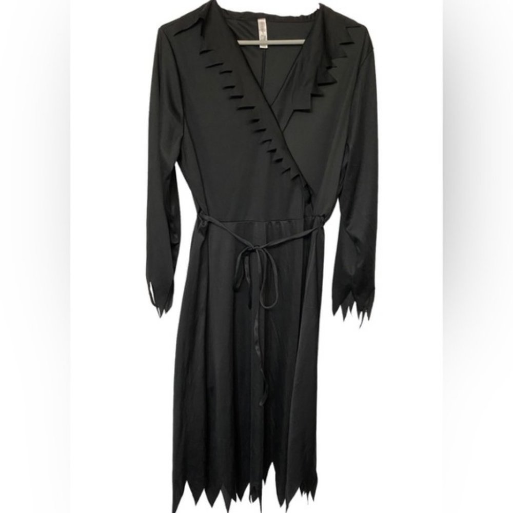Women black witches Halloween cosplay dress midi XXL with belt whimsical goth